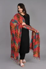 KOSWEEM Traditions Bazaar Women's Multicolored Art Silk Checks Pattern Dupatta.. - Image 3