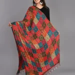 KOSWEEM Traditions Bazaar Women's Multicolored Art Silk Checks Pattern Dupatta..