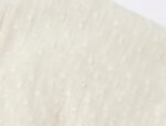 Ivory Woven Scarf with Tassel Fringe, Textured Dot Pattern - Image 3