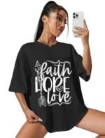 Oversize Cotton T Shirt Women, Graphic Printed T Shirt - Image 3