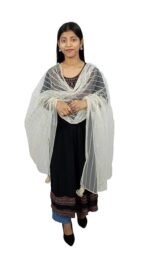 JAGMOOLYA PRODUCTS Clothing Women's Silver Embroidered Organza Net Dupatta for Girls (CREAM) - Image 2