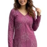 Women's Bandhani Print Short Kurti in Viscose Rayon, Purple