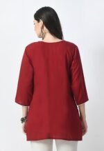 Rayon Short Kurta for Women Lakhnavi Chikankari Embroidered Ladies Kurti, Stylish Girls Top - Image 2