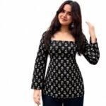 Rayon Fabric Printed Square Neck Short Kurtis for Women Top Dresses Kurti for Ladies & Girls Kurtis
