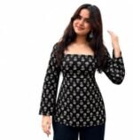 Rayon Fabric Printed Square Neck Short Kurtis for Women Top Dresses Kurti for Ladies & Girls Kurtis