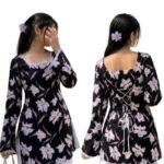 Women's Maroon Floral Print Short Kurti with Square Neck