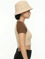 Womens Black Graphic Ruched Crop Top - Image 2