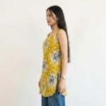 Sleeveless Cotton Short Kurti for Women, Square Neck Printed Top - Image 3