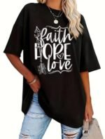 Oversize Cotton T Shirt Women, Graphic Printed T Shirt - Image 4