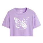 Womens Cotton Blend Butterfly Printed T-Shirt