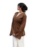 Women's Solid Brown Short Kurti Top - Image 2