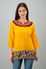 Women's Rayon Embroidery Work Short Top | Short Kurti for Women | Embroidered Straight Rayon Kurta | Tunic Tops for Women