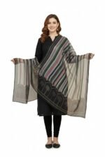 Elegant Striped Dupatta with Palm Tree Border Design, Multicolor Soft Silk dupatta for Women