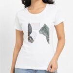 Women's Polyester Graphic Printed T-Shirt, - Image 2