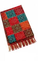 Multicolour Bandhani Print Dupatta with Fringe Ends, Traditional Indian Style Stole - Image 3