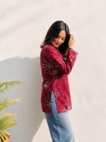 Women Rayon Printed Short Kurti for Women | Floral V Neck Short Kurta Top | Full Sleeve Casual Kurti for Girls & Women - Image 3