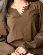 Women's Solid Brown Short Kurti Top - Image 4