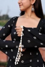 Women's Rayon Printed Short Kurti | Square Neck | Bell Sleeves | Lace-Up Back Design with Pom Pom Lace | Casual Ethnic Top for Daily Office College Wear - Image 4