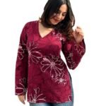 Women Rayon Printed Short Kurti for Women | Floral V Neck Short Kurta Top | Full Sleeve Casual Kurti for Girls & Women