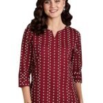 Pinkmint Women's Printed Cotton Blend Short Kurti l All Over Printed V-Cut Neckline Casual Wear Tunic Top's l Ethnic Top's for Girls