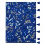 Blue Floral Bird Print Scarf with Tassel and Pearl Detail - Image 2