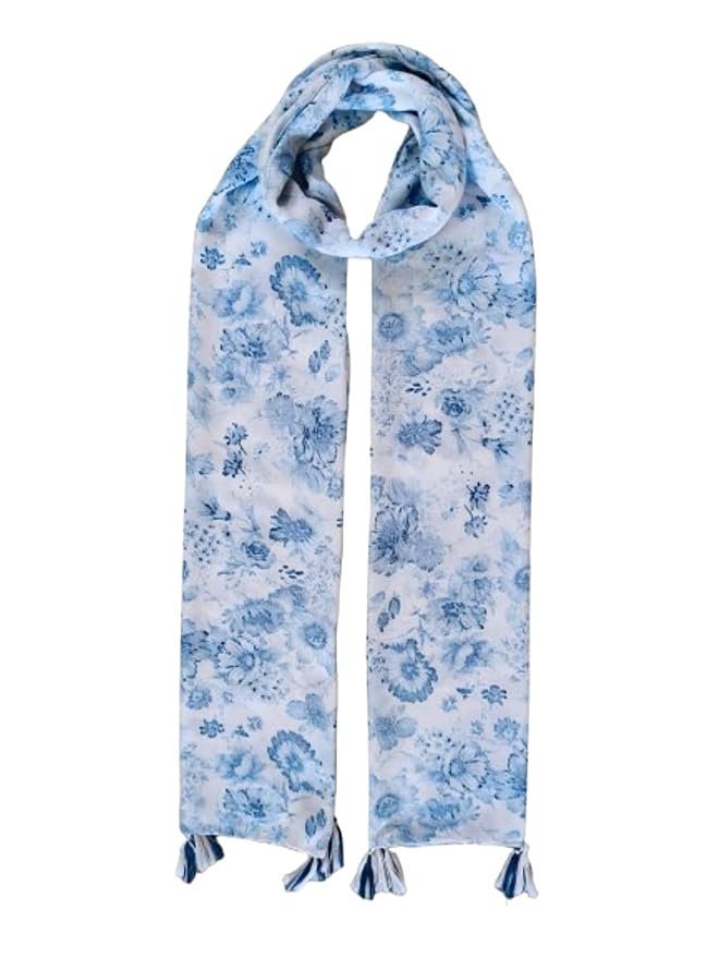 61STd3AOaeL._SY879_.jpg Fashage Women's Printed Cotton Blend Scarf with Tassels | Soft Lightweight Stole - Image 1