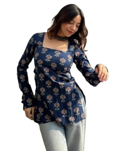 Women Rayon Printed Short Kurta | Straight Fit Casual Ethnic Top