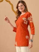 RAINDROP Women’s Printed Short Kurti for Girls | Regular Wear Flared Tunic Top | Stylish & Comfortable Rayon Kurti |Short Kurti Top - Image 4