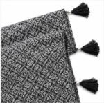 Black & White Geometric Print Scarf with Tassel Trim - Image 2