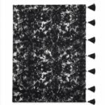 Black & White Abstract Print Scarf with Tassel and Pearl Detail - Image 2