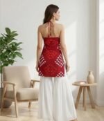 Women Rayon Bandhani Print Halter Neck Kurti Top with Stylish Back Tie-Up - Image 3
