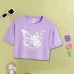 Womens Cotton Blend Butterfly Printed T-Shirt - Image 3