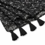 Women's Black Chiffon Scarf with Tassel Ends, Abstract Print - Image 2