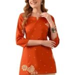 RAINDROP Women’s Printed Short Kurti for Girls | Regular Wear Flared Tunic Top | Stylish & Comfortable Rayon Kurti |Short Kurti Top