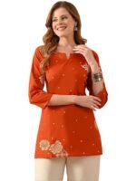 RAINDROP Women’s Printed Short Kurti for Girls | Regular Wear Flared Tunic Top | Stylish & Comfortable Rayon Kurti |Short Kurti Top