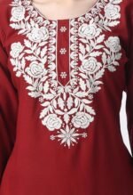 Rayon Short Kurta for Women Lakhnavi Chikankari Embroidered Ladies Kurti, Stylish Girls Top - Image 4