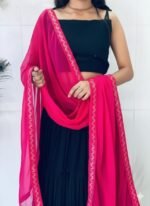 Chiffon Dupatta for Women, Designer Soft Border Lightweight Ethnic Scarf - Image 3