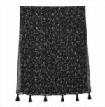 Women's Black Chiffon Scarf with Tassel Ends, Abstract Print - Image 3