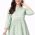Women’s Viscose Rayon Printed Kurti Top 3/4 Sleeve A-Line Kurti for Women