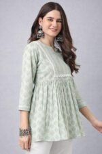Women’s Viscose Rayon Printed Kurti Top 3/4 Sleeve A-Line Kurti for Women - Image 2