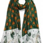 Green Floral and Paisley Print Lightweight Women's Scarf, Soft Fabric, Casual and regular Wear Stole