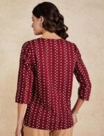 Pinkmint Women's Printed Cotton Blend Short Kurti l All Over Printed V-Cut Neckline Casual Wear Tunic Top's l Ethnic Top's for Girls - Image 3