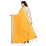 StyleScope Women's Cotton Blend Silver Zari Boarder Dupatta With Tassels - Image 2