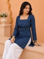 Women's Square Neck Short Kurti for Women | Full Sleeve Floral Printed Casual Kurti | Stylish Cotton Blend Kurti Top for Jeans | Ethnic Wear for Daily, Office & Casual - Image 2