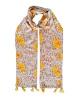Fashage Women's Printed Cotton Blend Scarf with Tassels | Soft Lightweight Stole