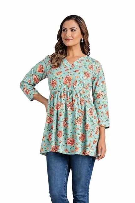 Gulab Pink Kurti for Women | Straight Cut Ethnic Kurti with Printed Design | Suitable for Casual
