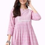 Women’s Viscose Rayon Printed Kurti Top 3/4 Sleeve A-Line Kurti for Women