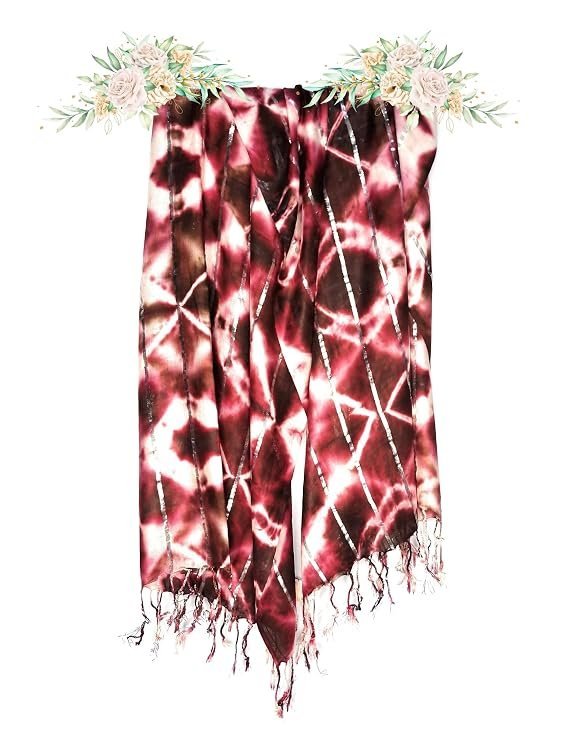 71a6huTu8UL._SX569_.jpg Rayon Silver Jari Stripes Scarf Stole Shawl - Image 1