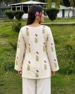 Women’s Rayon Printed Short Kurti with Square Neck & Long Flared Sleeves – Stylish Ethnic Casual Wear with Tie Detailing - Image 3