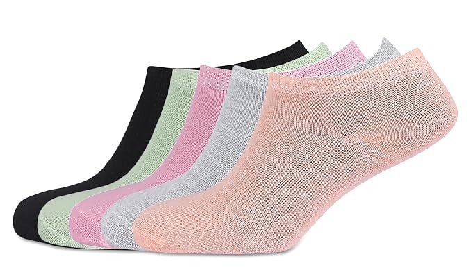 819vQoj8cL._SX679_.jpg Polyester Blend Women Ankle Socks Low Cut Thin Sock Multi Colour Soft Sock 5 Pairs - Image 1